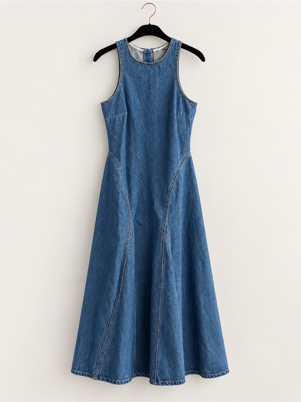 Future Collective Denim Maxi Dress Sleeveless Fit & Flare Blue Jean Dress